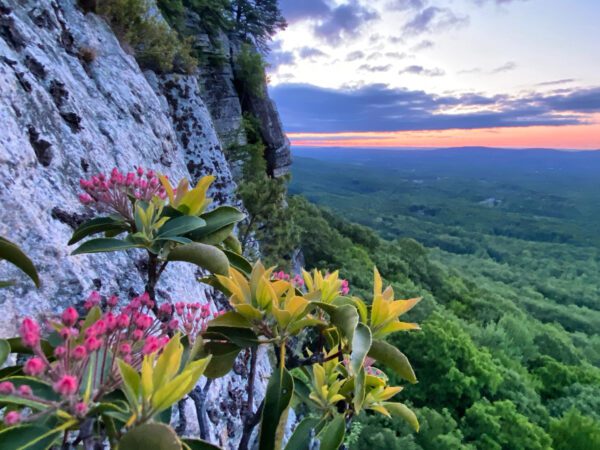 Fat City sunset rappel in the Gunks